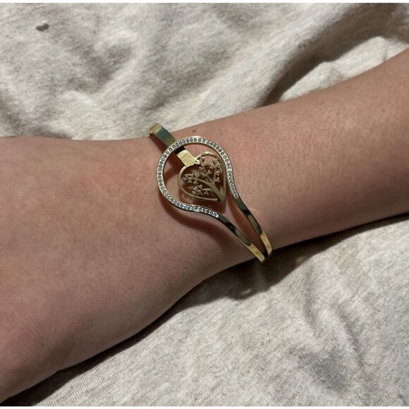 .	“Tree of Life 18k Gold Plated Stainless Steel CZ Bangle” ' - Picture 4 of 16